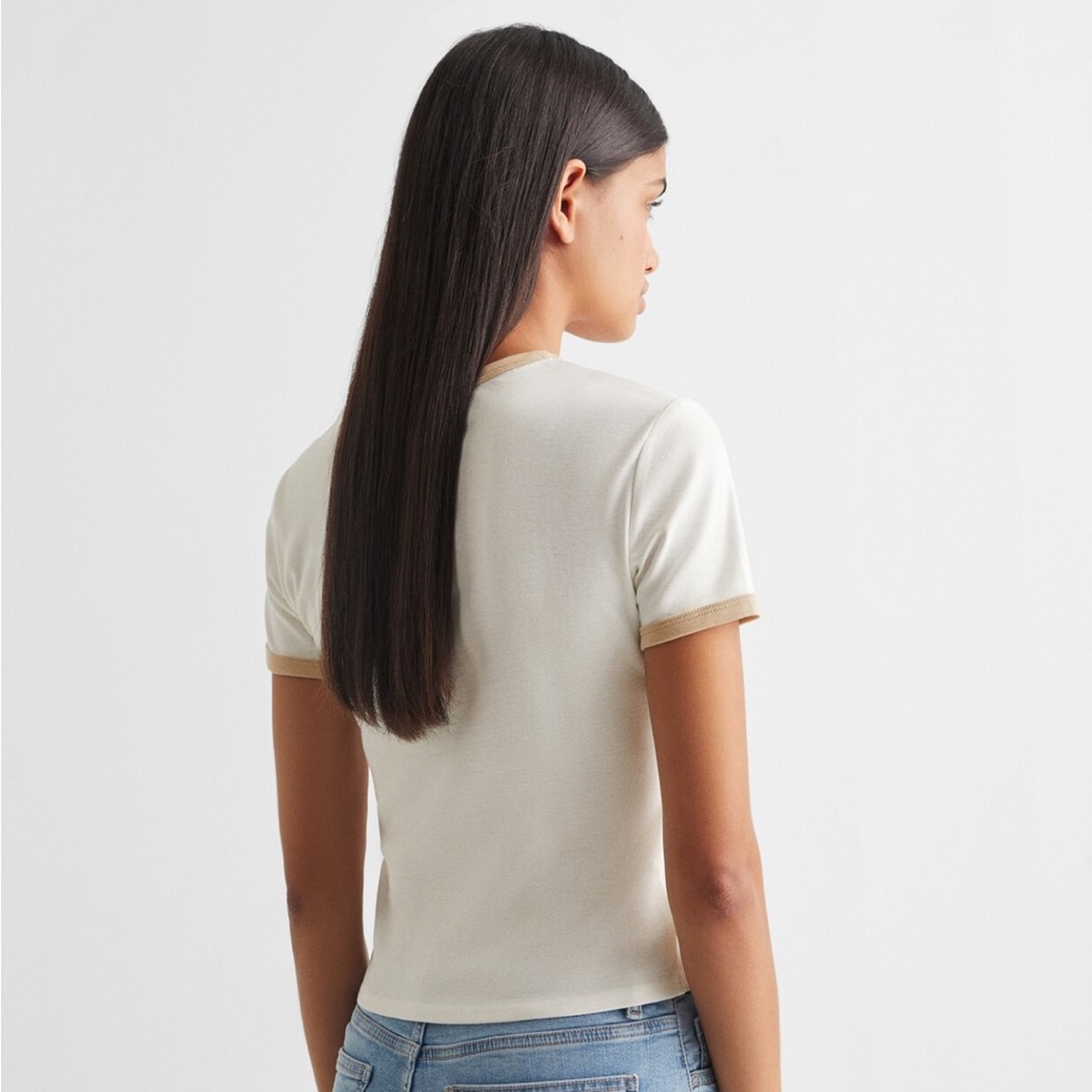 Mango Ringer Contrasting Collar T-Shirt - Picture 4 of 4
